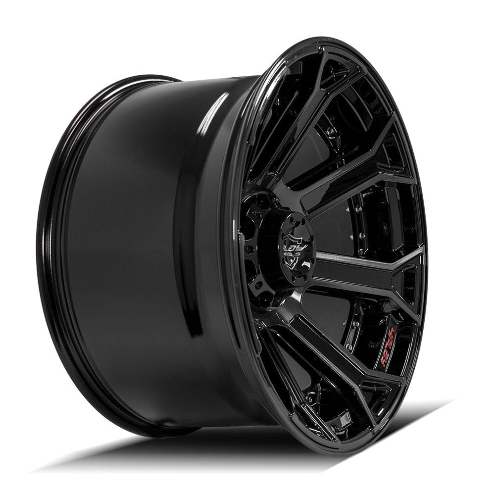 4PLAY Wheels 22 Inch 4P70 Rim Fits 6x135 & 6x139.7 22x12 Gloss Black Brushed with Tinted Clear (1)