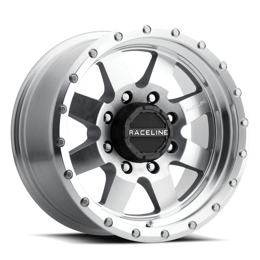 935MC Raceline Wheels DEFENDER Wheel Machined Clear Coat 17X9"8X165.1 Bolt Pattern -12mm Offset/(4.5"B/S) 8 Spoke Aluminum Passenger Car Wheels, Full Size Replacement Machined Clear Coat Car Rims