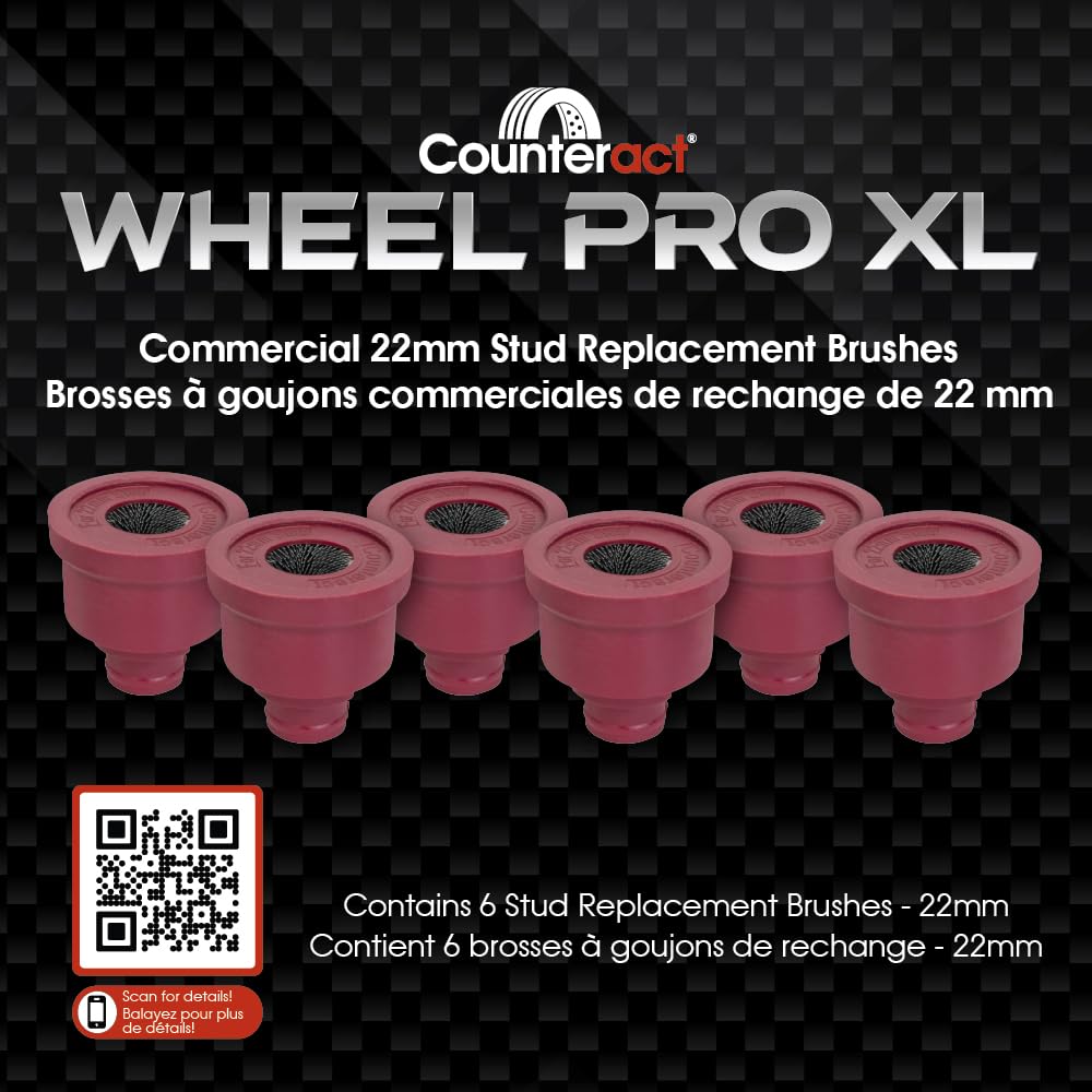 Counteract 22mm WPXL-SB22 Wheel Pro XL Stud Brush -6 pk - Clip in