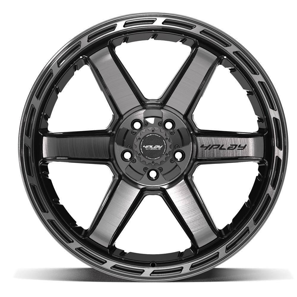 22 Inch 4PLAY Wheels Rim 4P63 Fits 5x127 & 5x139.7 22x10 Gloss Black Brushed with Tinted Clear (1)
