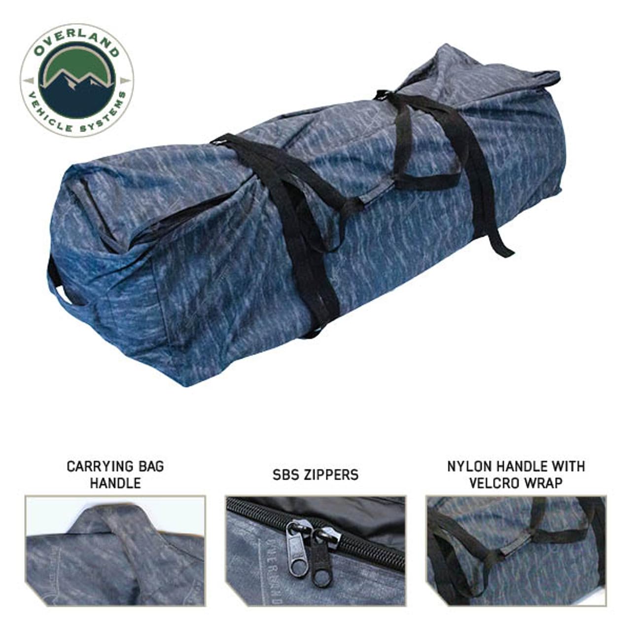 Khumbu 2 Overland Vehicle Systems XD Swag Ground Tent, Grey Body and Black Rainfly - with Internal LED Lighting - Interior Black Out Technology - 320G Rip Stop Material - Mattress Included