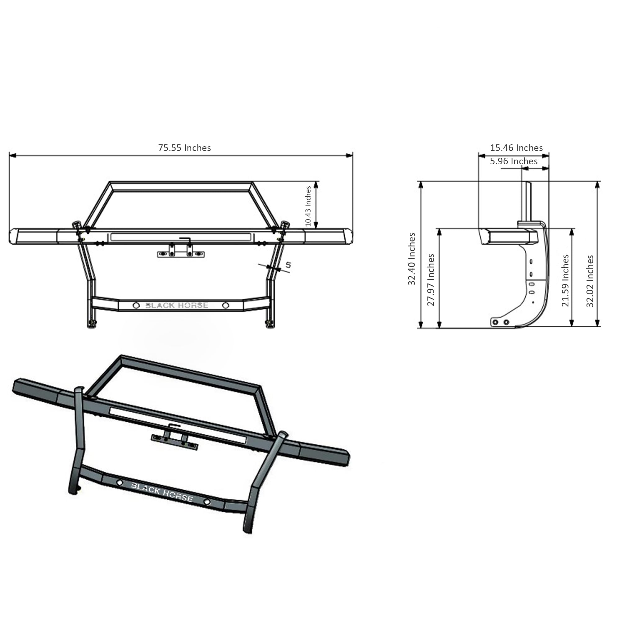 Rambler Black Horse Grille Guard Modular Compatible with 2010-2024 Toyota 4Runner-RAGT20