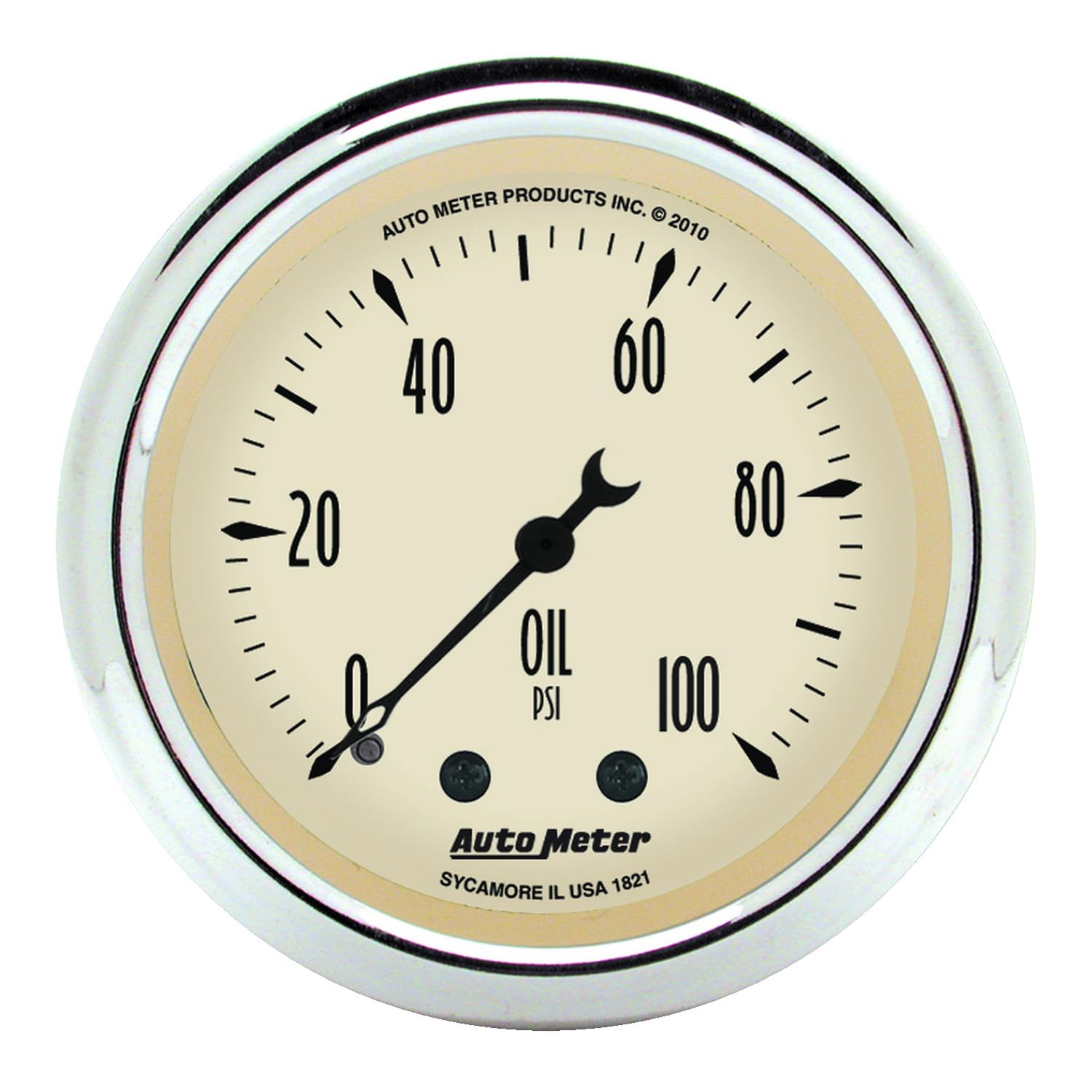 Mechanical Oil Pressure Gauge Auto Meter 1821 Antique Beige,2.3125 in.