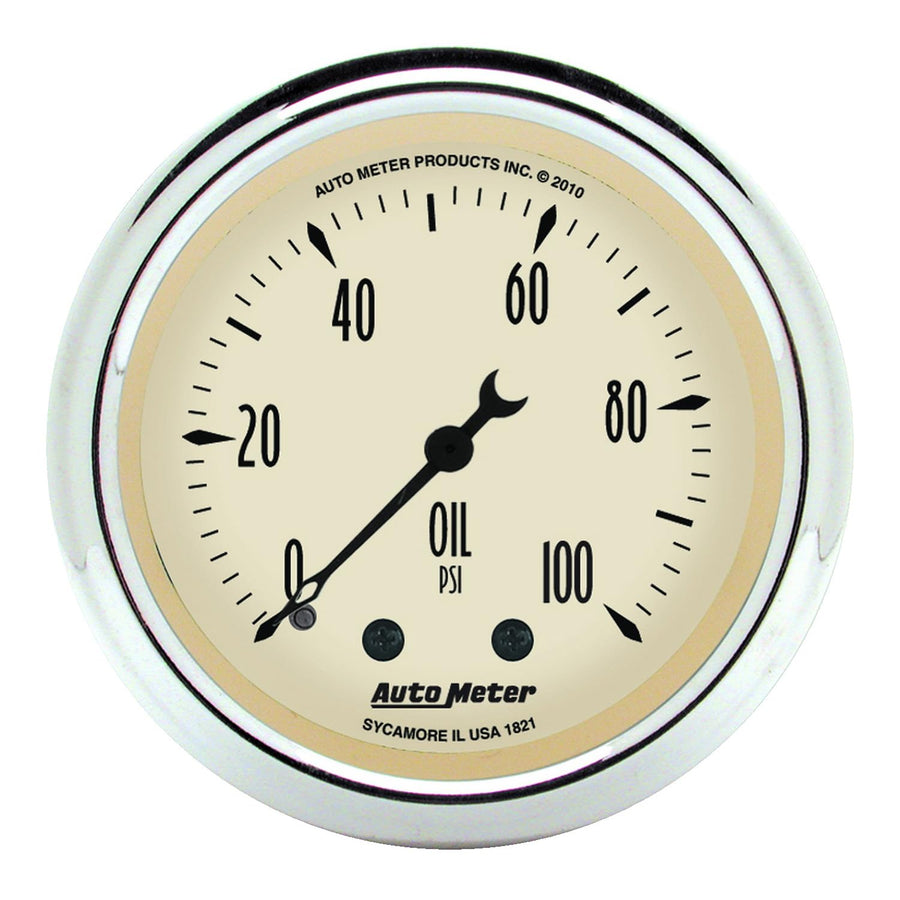Mechanical Oil Pressure Gauge Auto Meter 1821 Antique Beige,2.3125 in.