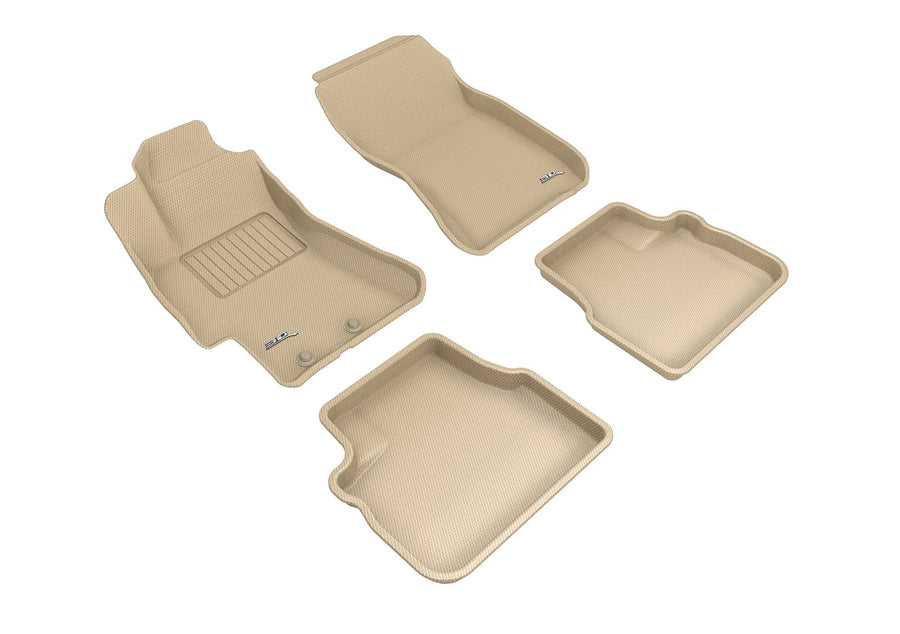 Complete Set 3D MAXpider Custom Fit All-Weather Tan Rubber Floor Mats for 2008-2011 Subaru Impreza / 2008-2014 Subaru WRX / 2008-2014 Impreza WRX STi Models - Kagu Rubber Series