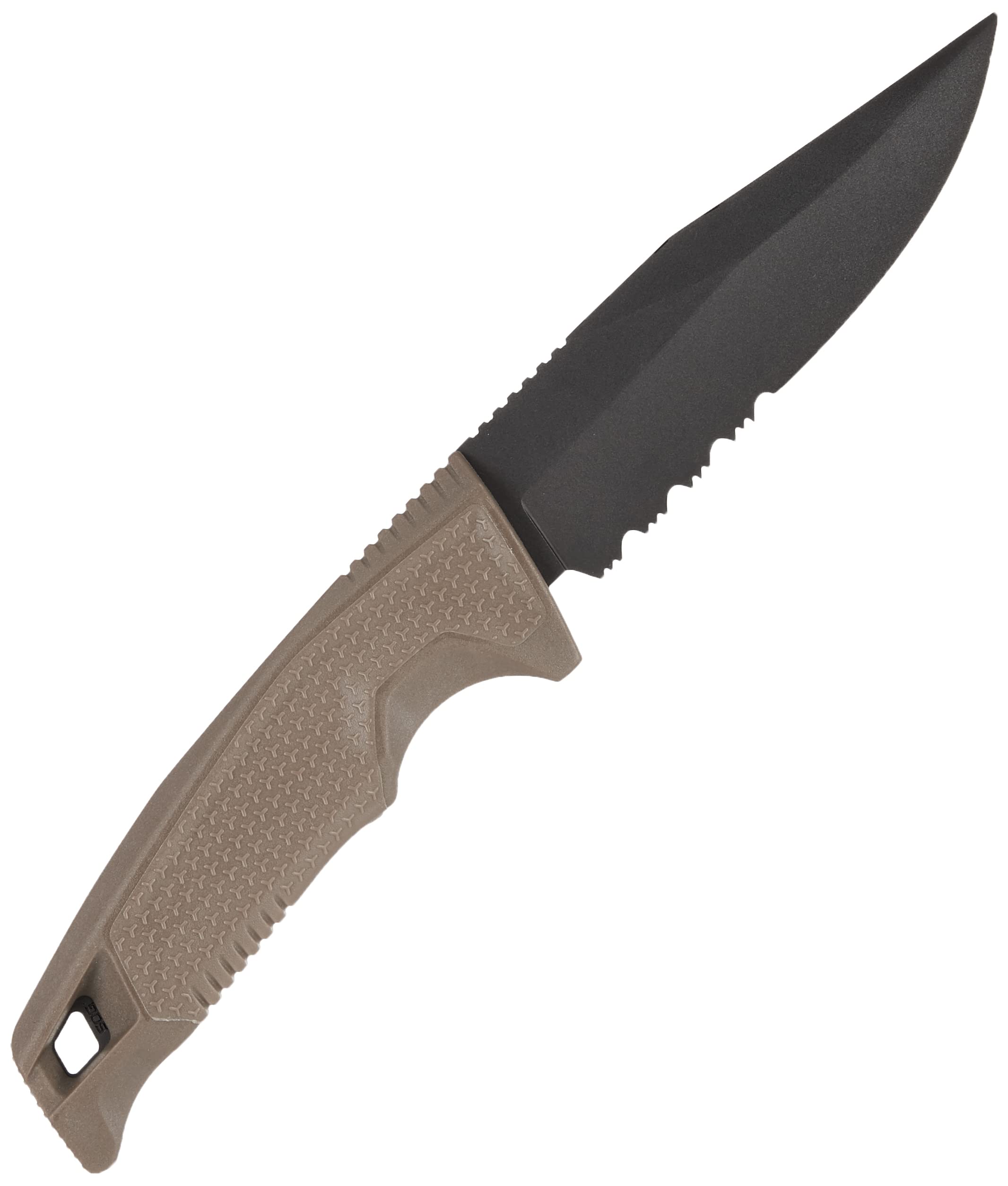Recondo FX SOG Partially Serrated Fixed-Blade Tactical Duty Knife |Full-Tang CRYO 440C Stainless Steel Blade | Rubberized Grip, FDE