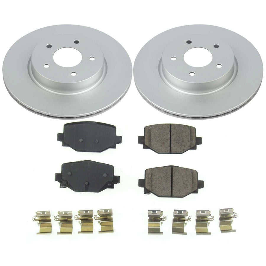 Power Stop Z17 Rear Coated Rotor Kit-Coated Brake Rotors, Ceramic Brake Pads For INFINITI QX50 2019-2022, INFINITI QX55 2022-2023 CRK8432 [Model Specific]