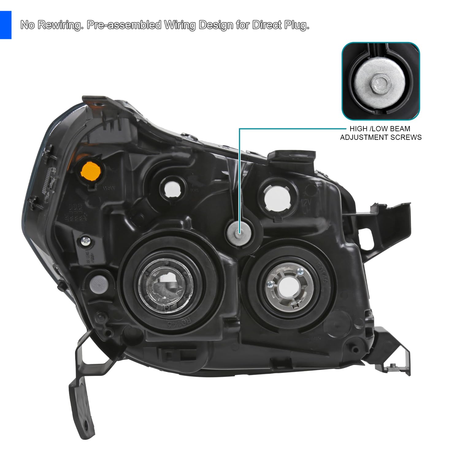 Chrome Projector Headlights SPEC-D TUNING Compatible with 2006-2008 Honda Pilot, Left + Right Pair Headlamps Assembly
