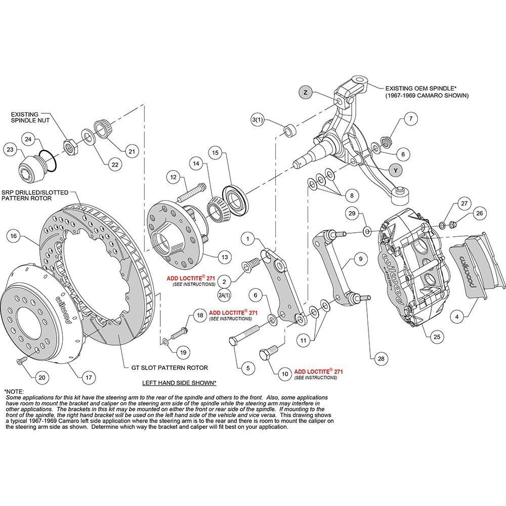 140-9803 WILWOOD FNSL6R Front Hub Kit,12.88" Camaro, Nova, Chevelle