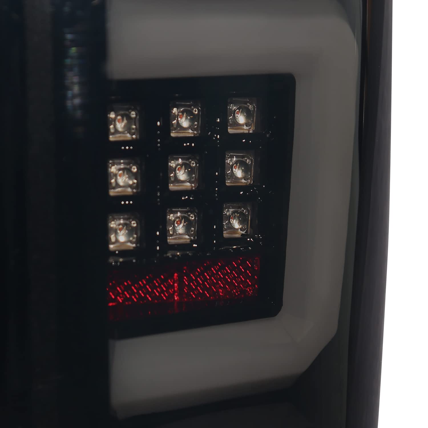 Glossy Black Smoke Tail Lights w/LED Bar SPEC-D TUNING Compatible with 2009-2014 Ford F150, Left + Right Pair Assembly
