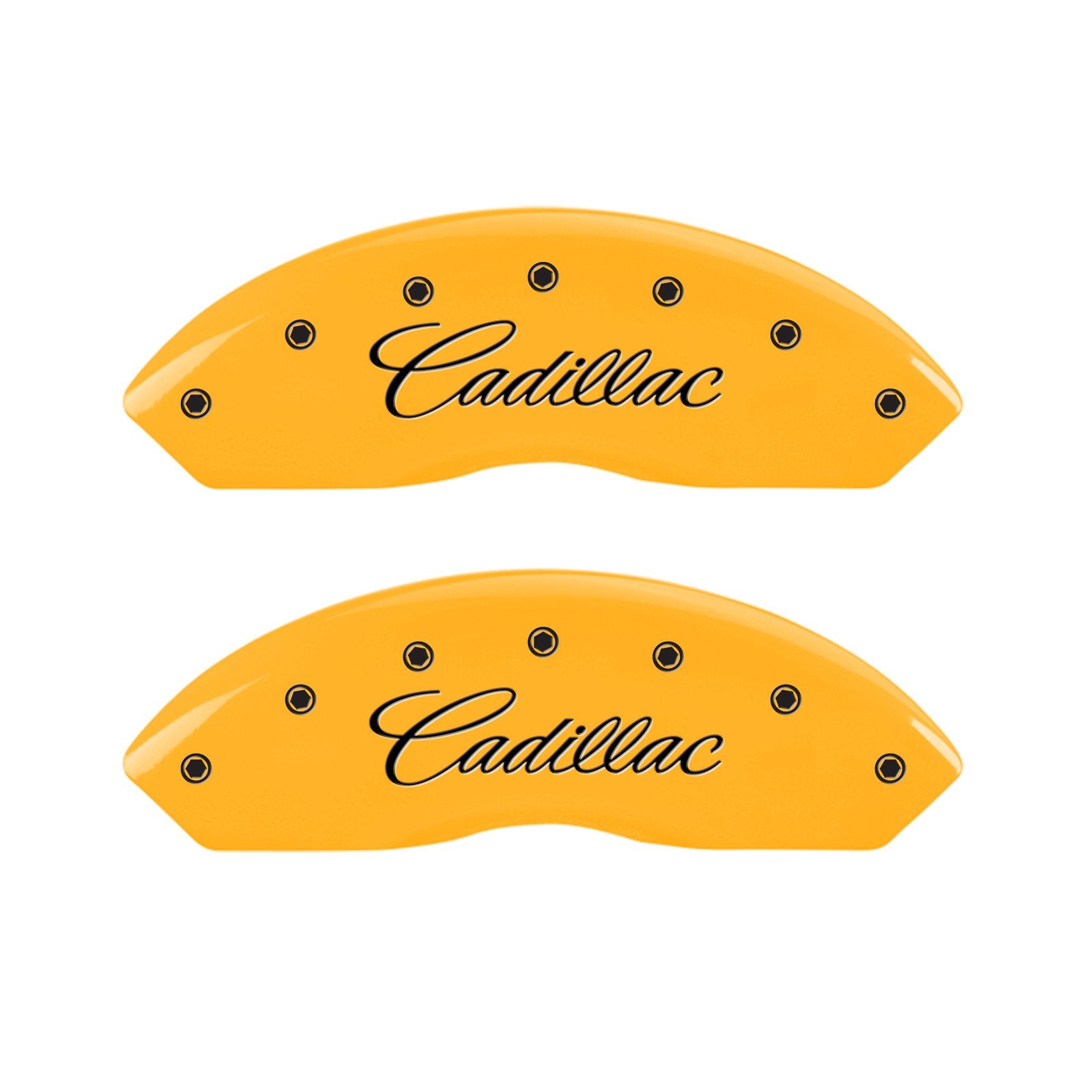 MGP Caliper Covers Yellow 35010SCADYL Front and Rear Powder Coat Finish Black Character Caliper Cover, Set of 4