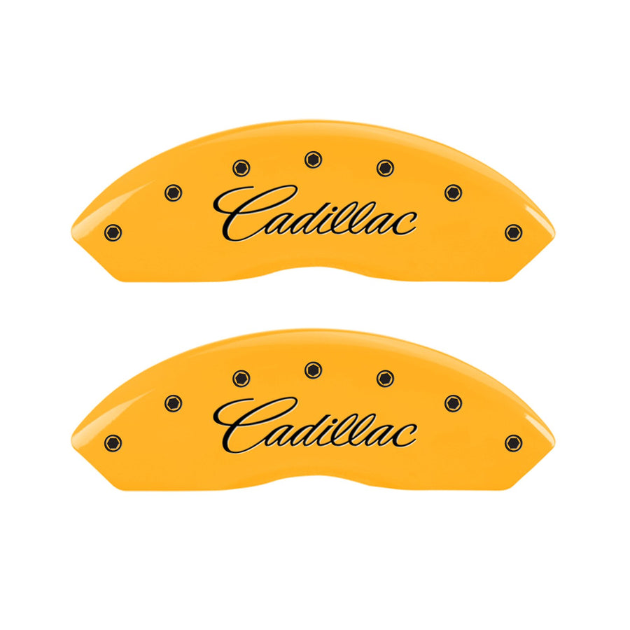 MGP Caliper Covers Yellow 35010SCADYL Front and Rear Powder Coat Finish Black Character Caliper Cover, Set of 4
