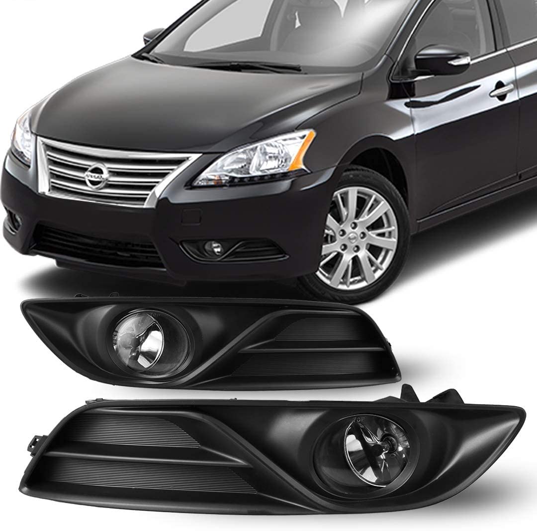 Fog Lights Winjet for [2013 2014 2015 Nissan Sentra] Driving Fog Lights + Switch + Wiring Kit - Clear