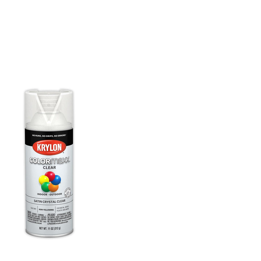 Krylon K05562007 Acrylic Clear Finish COLORmaxx for Indoor/Outdoor Use, Satin Crystal Clear , 11 Ounce (Pack of 1)