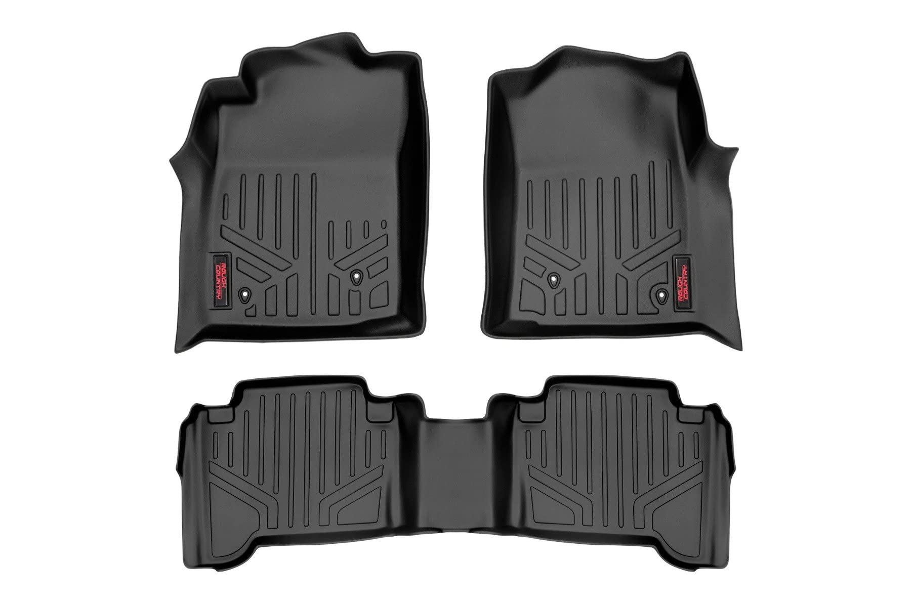 Rough Country Floor Mats All Weather for Toyota Tacoma (2005-2011) - Non-Slip Waterproof Flexible Mat, Front & Rear Set