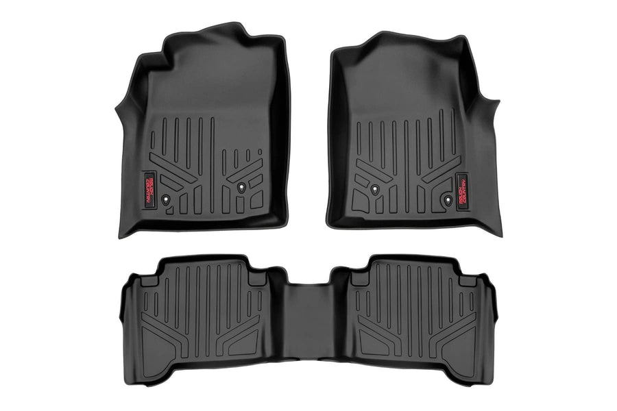 Rough Country Floor Mats All Weather for Toyota Tacoma (2005-2011) - Non-Slip Waterproof Flexible Mat, Front & Rear Set