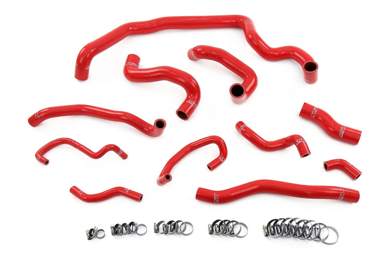 HPS Performance Silicone Red Radiator, Heater, Water Pump, Expansion Tank Coolant Hoses Compatible for 2007-2012 Mini Cooper 1.6L Turbo (N14) Manual Trans, 57-1995-RED