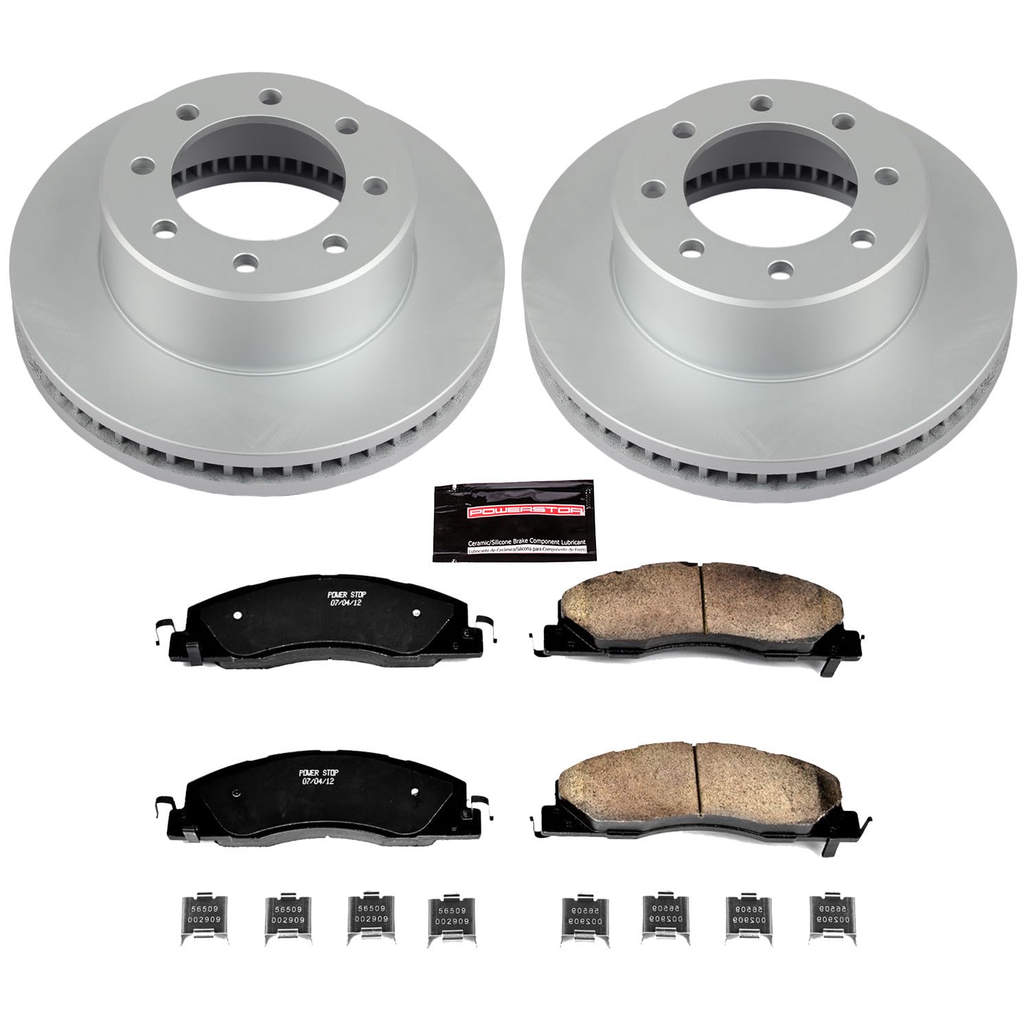 Coated Power Stop CRK5411 Brake Rotor & Ceramic Brake Pads- front