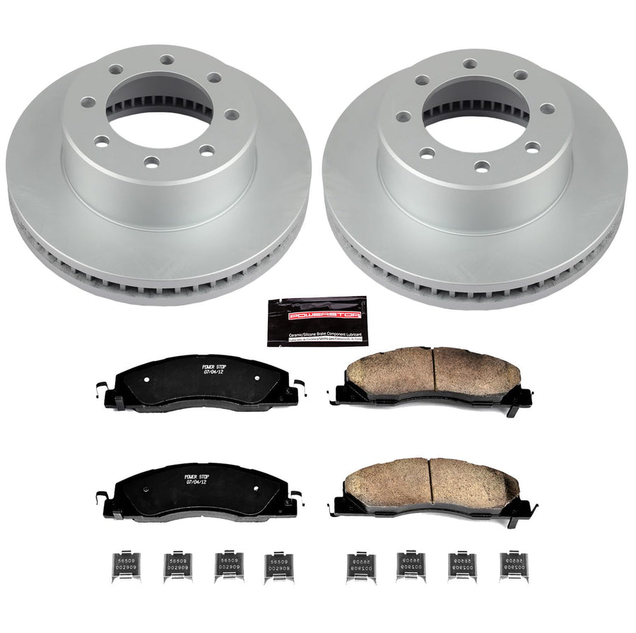 Coated Power Stop CRK5411 Brake Rotor & Ceramic Brake Pads- front