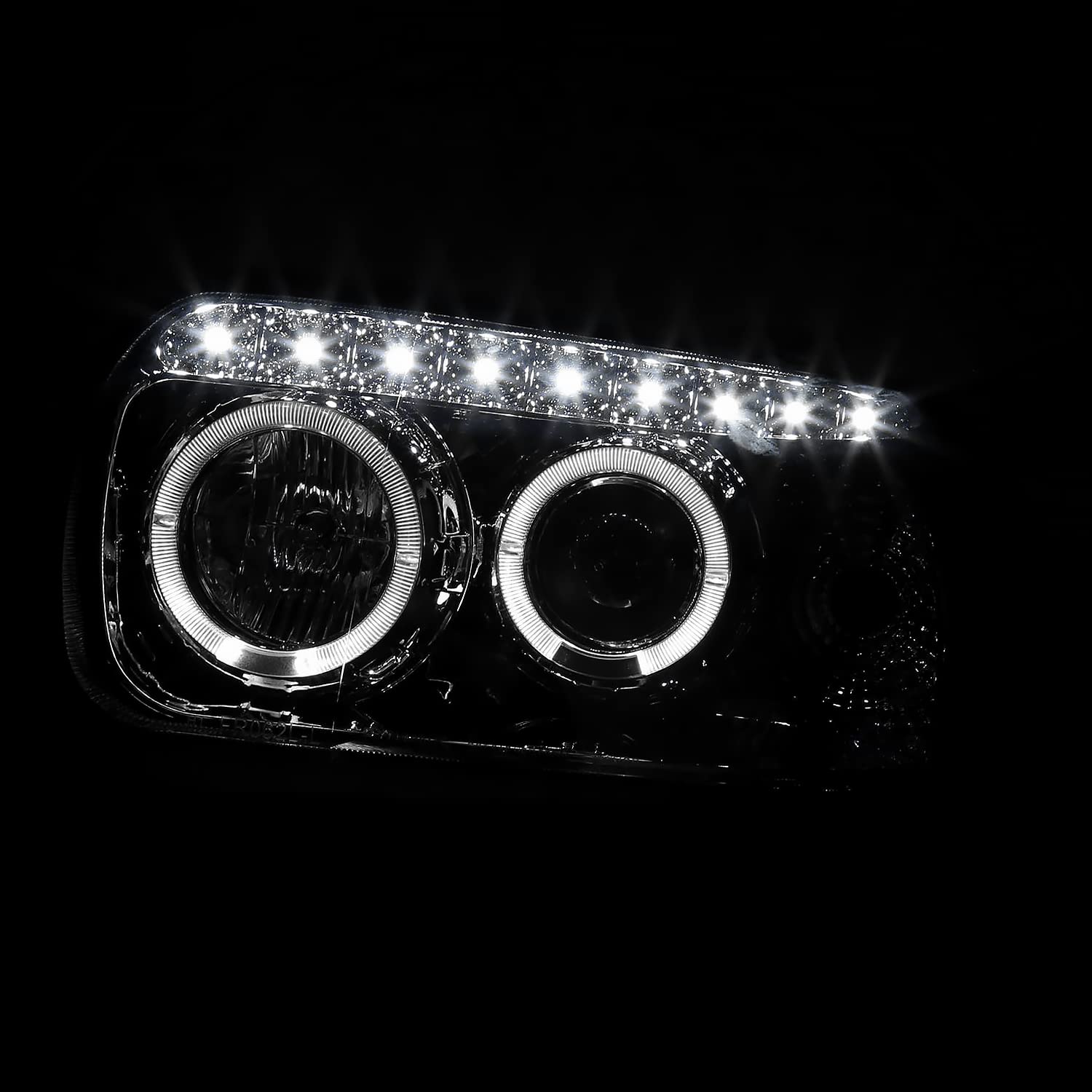 Dual Halo SMD LED DRL Projector Headlights SPEC-D TUNING Compatible with 2005-2007 Ford Escape, Left + Right Pair Headlamps Assembly
