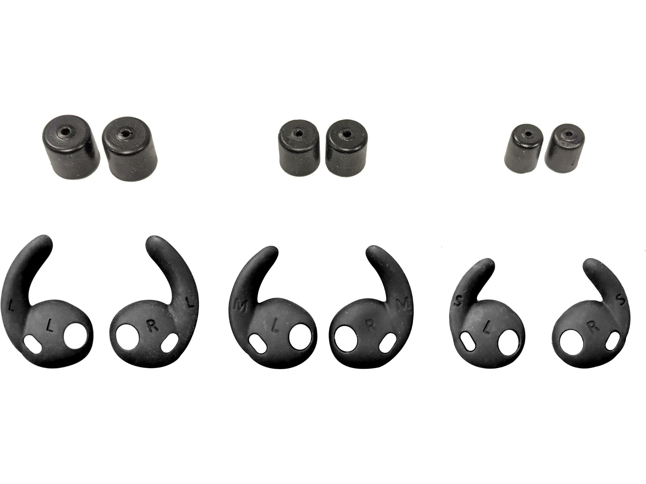 25 NRR Walker's Replacement Tips & Fins Pack for Silencer 2.0 Rechargeable Shooting Hunting Hearing Protection Earbuds | 3 Pairs of Tips, 3 Pairs of Fins - S/M/L