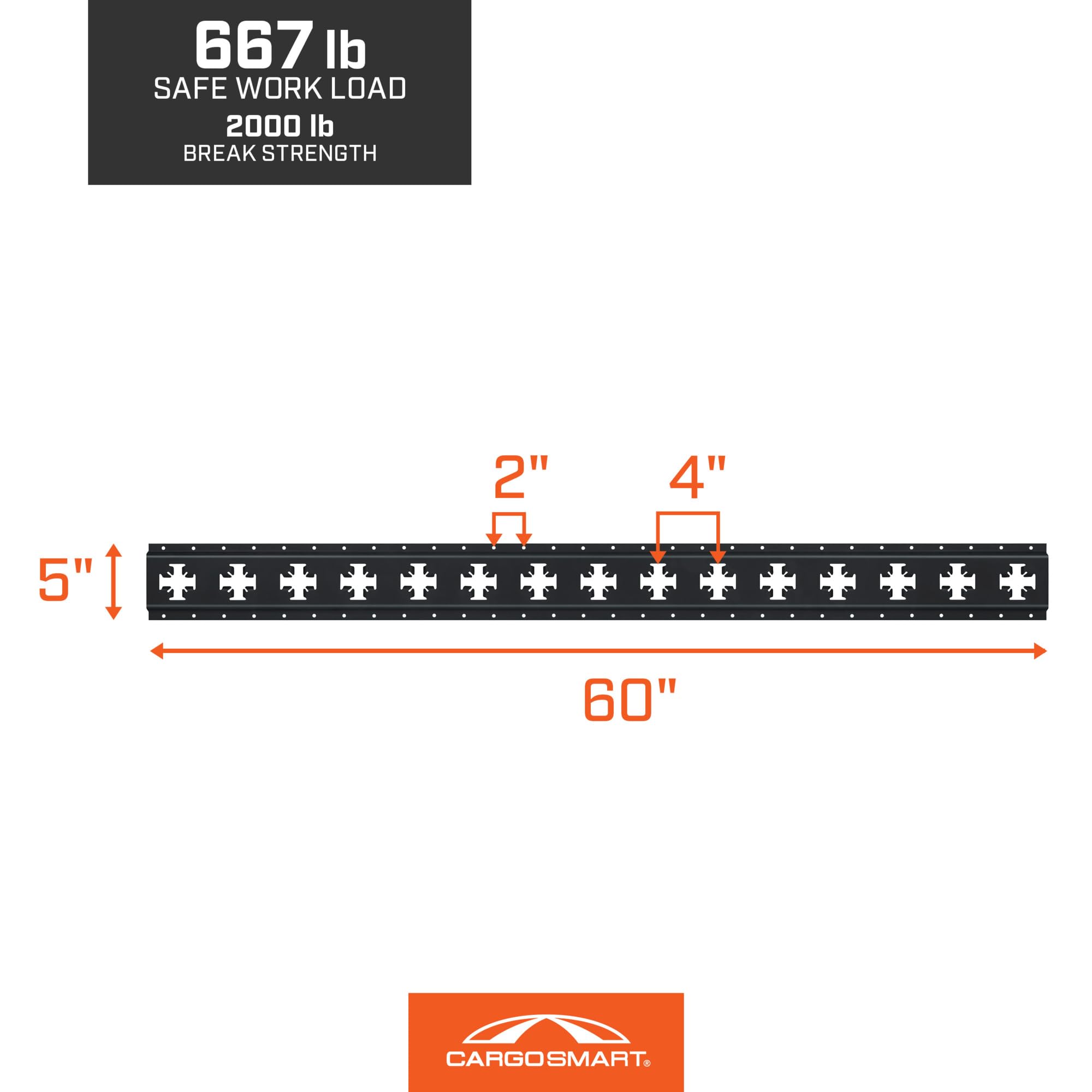 X-Track Rail CARGOSMART, 60" - 1 Pk - Matte Black