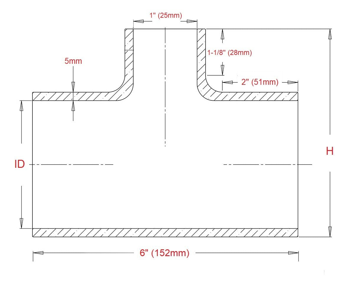 Blue HPS 2-1/8" ID, 1" ID Branch Silicone Coupler T Hose Tee, High Temp 4-ply Reinforced (212-THOSE-100-BLUE)