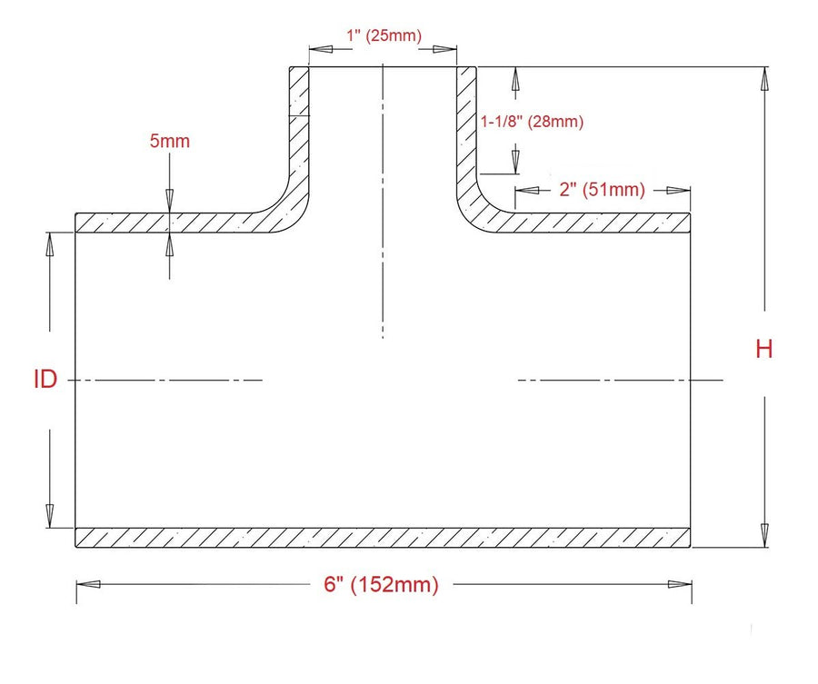 1-1/2" ID HPS, 1" ID Branch Black Silicone Coupler Coolant T Hose Tee Adapter, High Temp 4-ply Reinforced (150-THOSE-100-BLK)