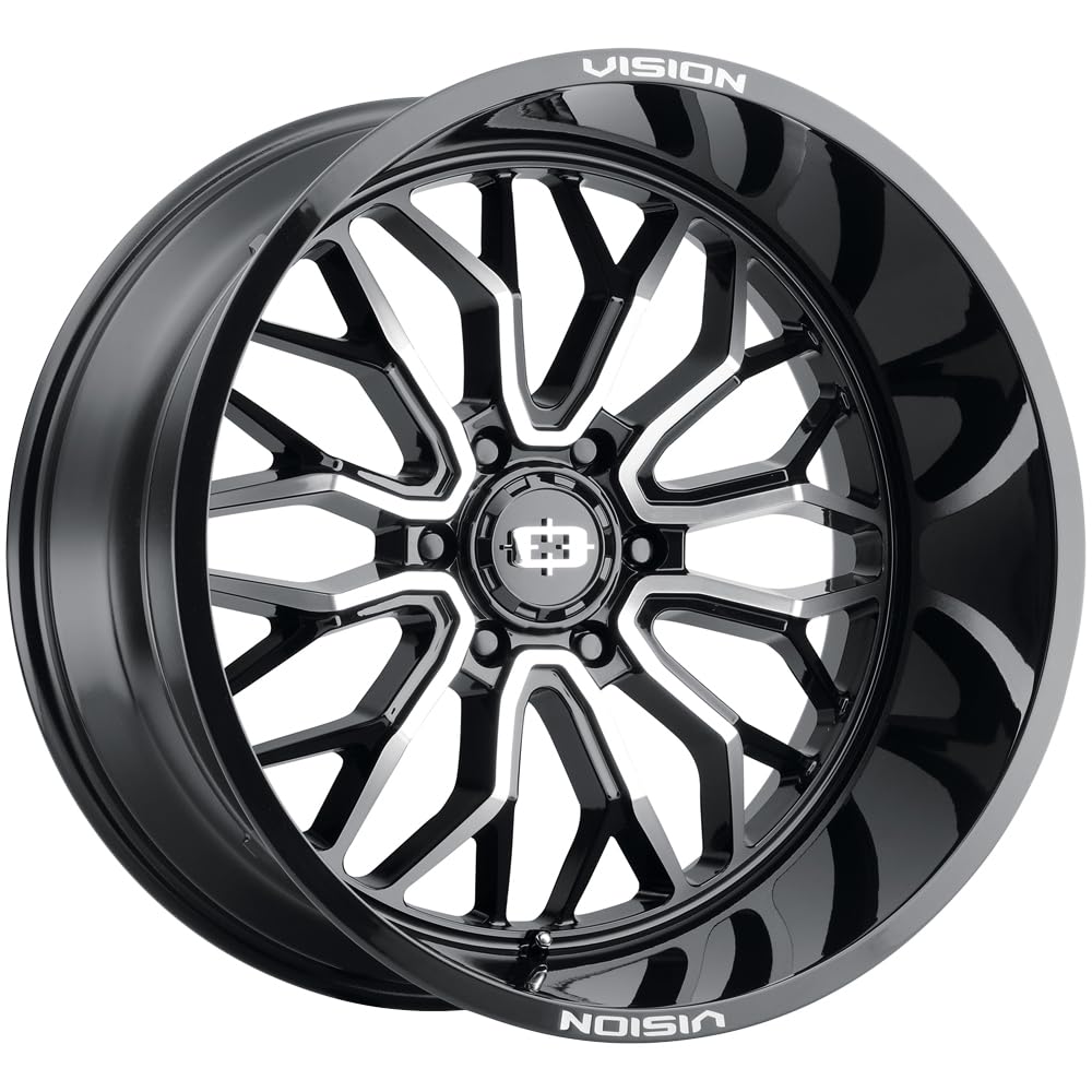 402 RIOT Vision Custom Wheel - 24x12, -51 Offset, 6x139.7 Bolt Pattern, 106.2mm Hub - Gloss Black with Machined Face Rim