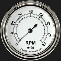 Classic Instruments 2 5/8" Classic White CW383SLF Tachometer Full Sweep