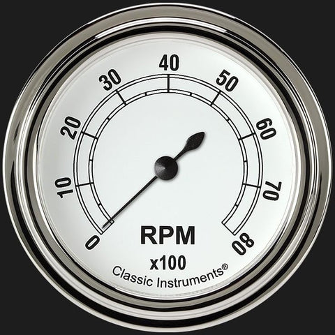 Classic Instruments 2 5/8" Classic White CW383SLF Tachometer Full Sweep