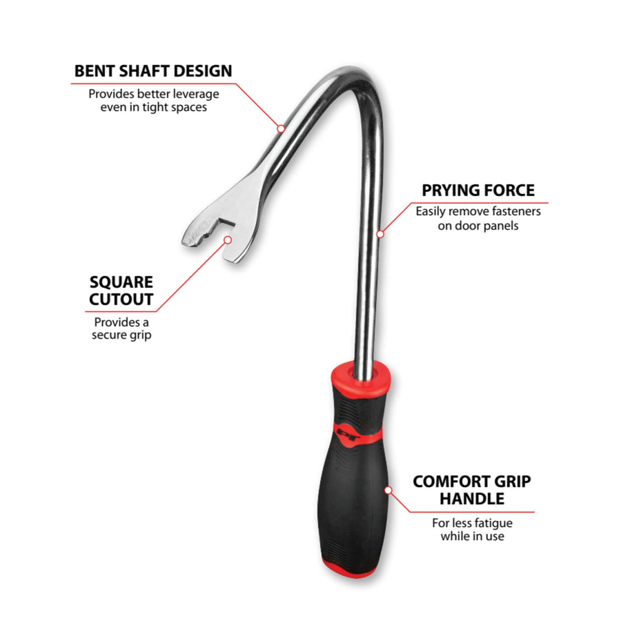 Bent Shaft Performance Tool W80644 Upholstery Panel Removal Tool & Fastener Remover with Ergonomic Grip Handle for Easy Door Panel Release on Most Vehicles