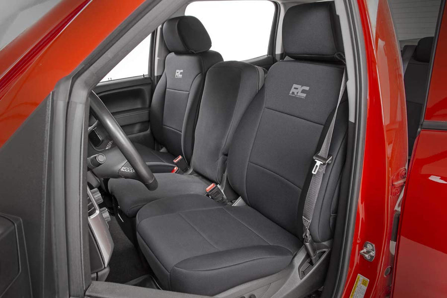 Neoprene Seat Covers Rough Country for Toyota Tundra Crew Cab (2014-2021) - Waterproof & UV Resistant, Foam Padded, Front & Rear Seat Cover Set
