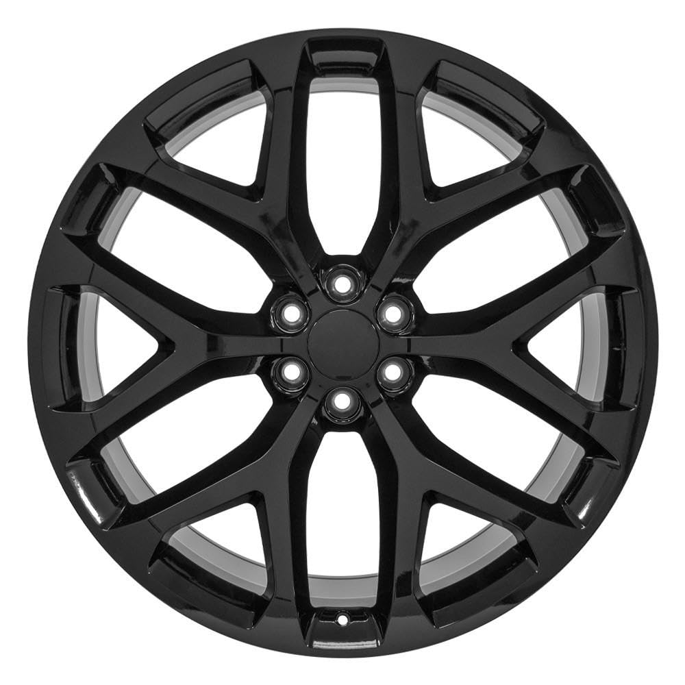 26 Inch OE Wheels CV98B Rim Fits Silverado 1500 Snowflake Style 6x139.7 26x10 Gloss Black - Hollander 5904 (1)