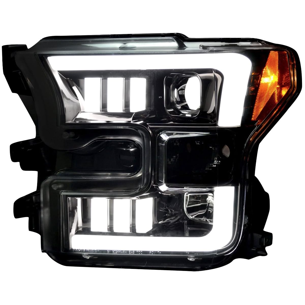 RECON - Projector Headlights Fits Ford 15-17 F150 Truck (Replaces Factory Halogen Headlights Only) with Ultra Bright White OLED DRL Smoked & Clear Lens Style