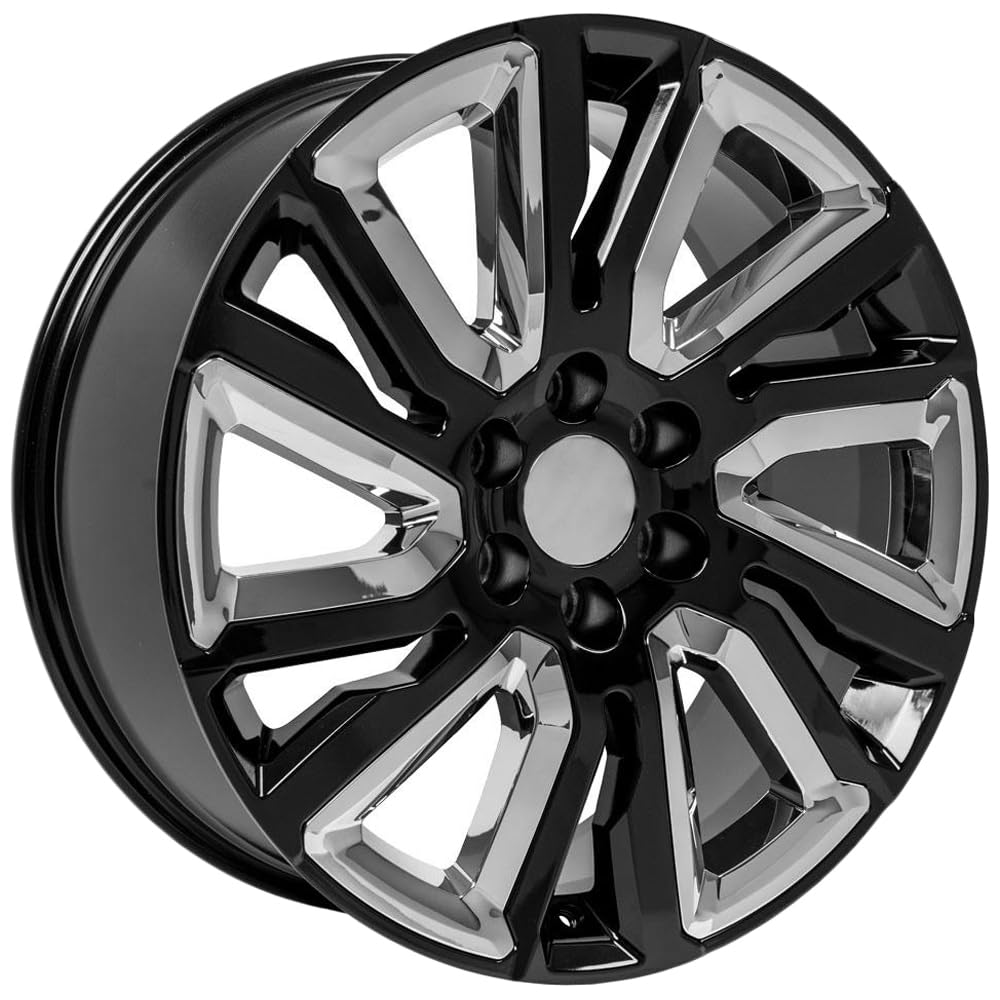 Black Wheel OE Wheels LLC with Chrome Painted CV39-22090-6550-28B-ic (22 x 9. inches /6 x 139 mm, 28 mm Offset)