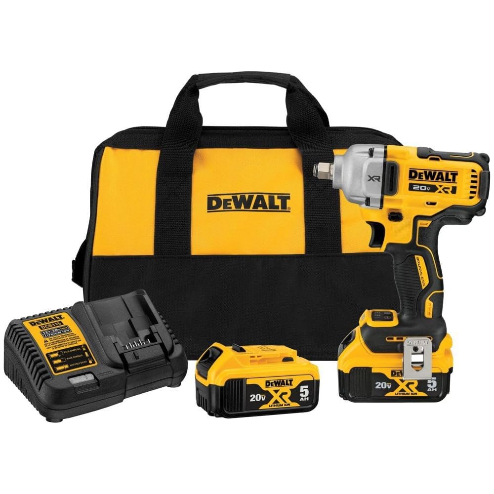 DEWALT 20V MAX Impact Wrench, 1/2 inch Cordless, 2 Batteries and Charger Included (DCF891P2)