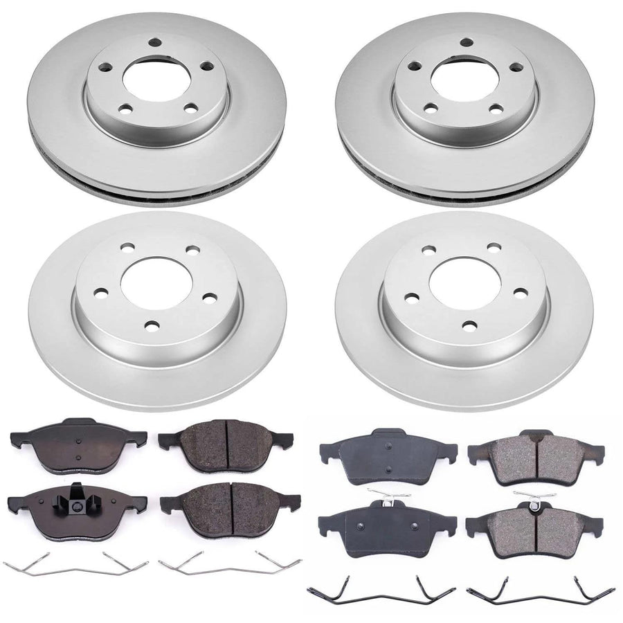 Power Stop CRK121 Brake Rotor & Coated Ceramic Brake Pads- front & rear For Mazda 3 2006-2013 [Model Specific]