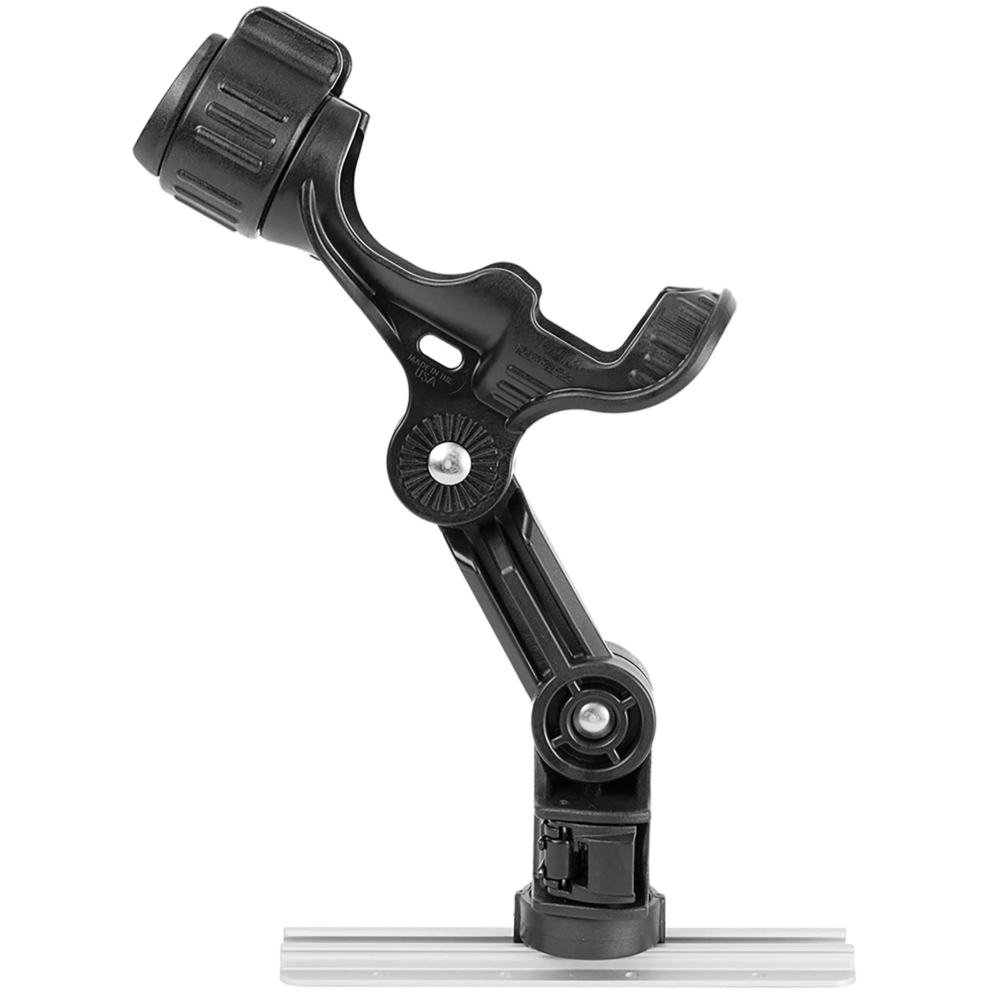 YakAttack Rod Holder Omega Pro | Track Mount Fishing for Kayak & Boat | Secure & Adjustable LockNLoad System | Compatible with Spinning, Casting, Fly Reels | Kayak Track Mount Accessories