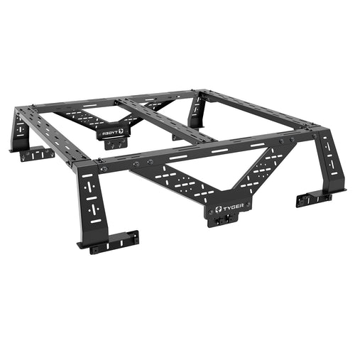 Tyger Auto Overland Plate Style Bed Rack for Full-Size Pickup Trucks | Compatible with Ram 1500 & HD, Ford F-Series, Silverado, Sierra, Titan & XD (see image for size chart) | TG-BK2U55637, Black