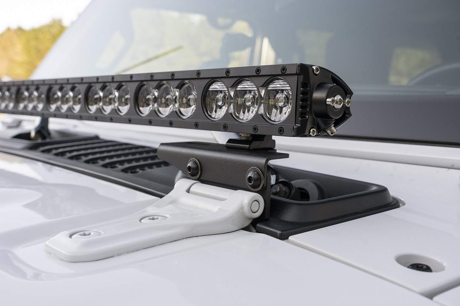 Cowl Light Bar Bracket Rugged Ridge for Jeep Wrangler/Gladiator | Steel, Black | 11232.71 | Fits 2018-2025 Jeep Wrangler JL; 2020-2025 Jeep Gladiator JT