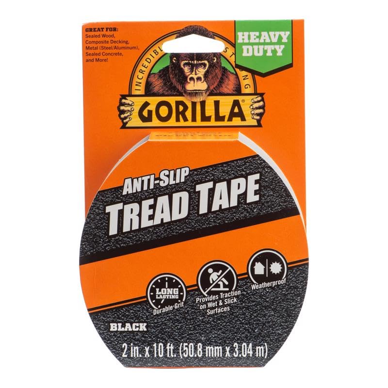 104921 Gorilla Anti-Slip Tread Tape, 2-in. x 10-Ft Roll - Quantity 4