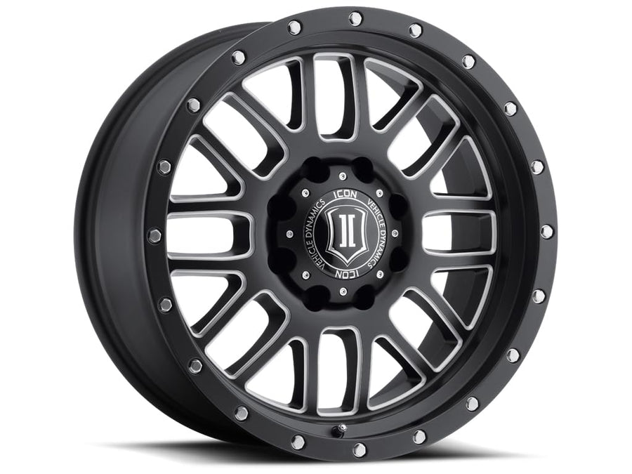 Alpha ICON Alloys, Satin Black, Milled Windows, 20x9 / 5x150, 16mm OS, 5.625" BS, 1220905556SBMW