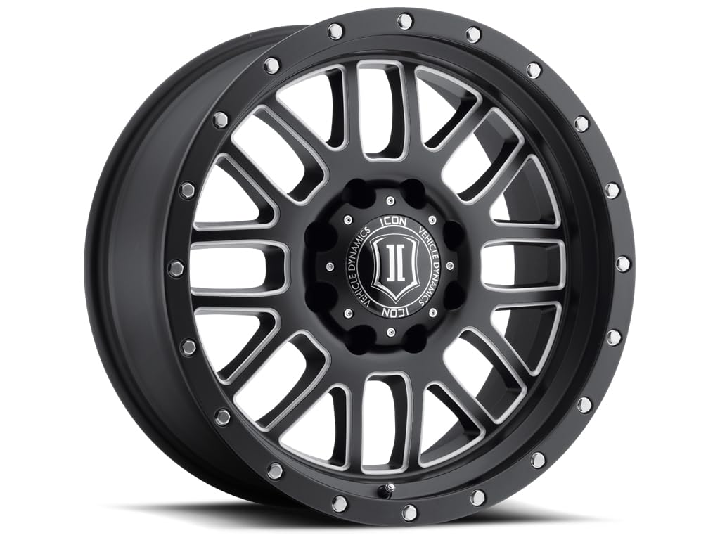 Alpha ICON Alloys, Satin Black, Milled Windows, 20 x 9 / 8x180, 12mm OS, 5.5" BS, 1220908955SBMW