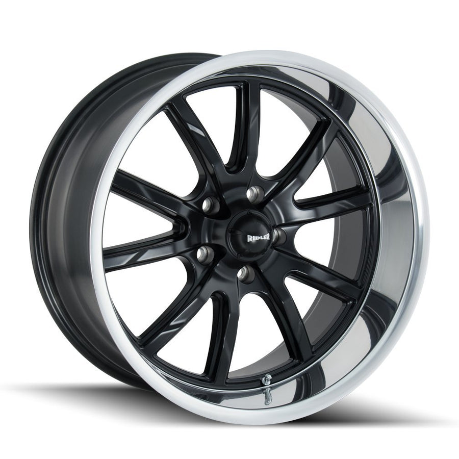 650 Ridler Matte Black/Polished Lip Wheel with Painted Finish (20 x 10. inches /5 x 120 mm, 0 mm Offset)