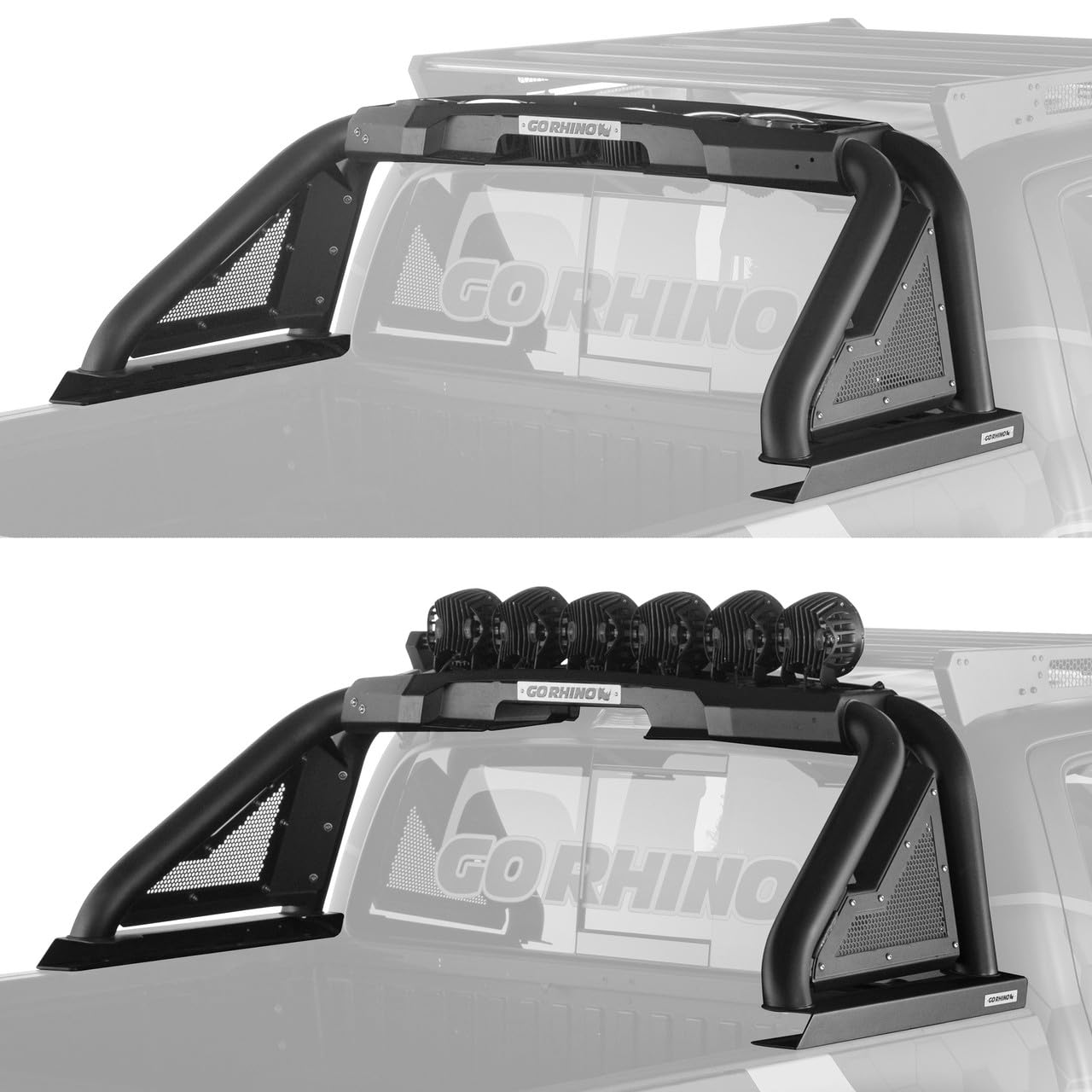 Sport Bar 2.0 Go Rhino w/Power Actuated Retractable Light Mount | Stainless Steel, Polished | 918600PS | Fits 2020-2024 Ram 1500, Silverado & Sierra 2500, 3500 (See Description)