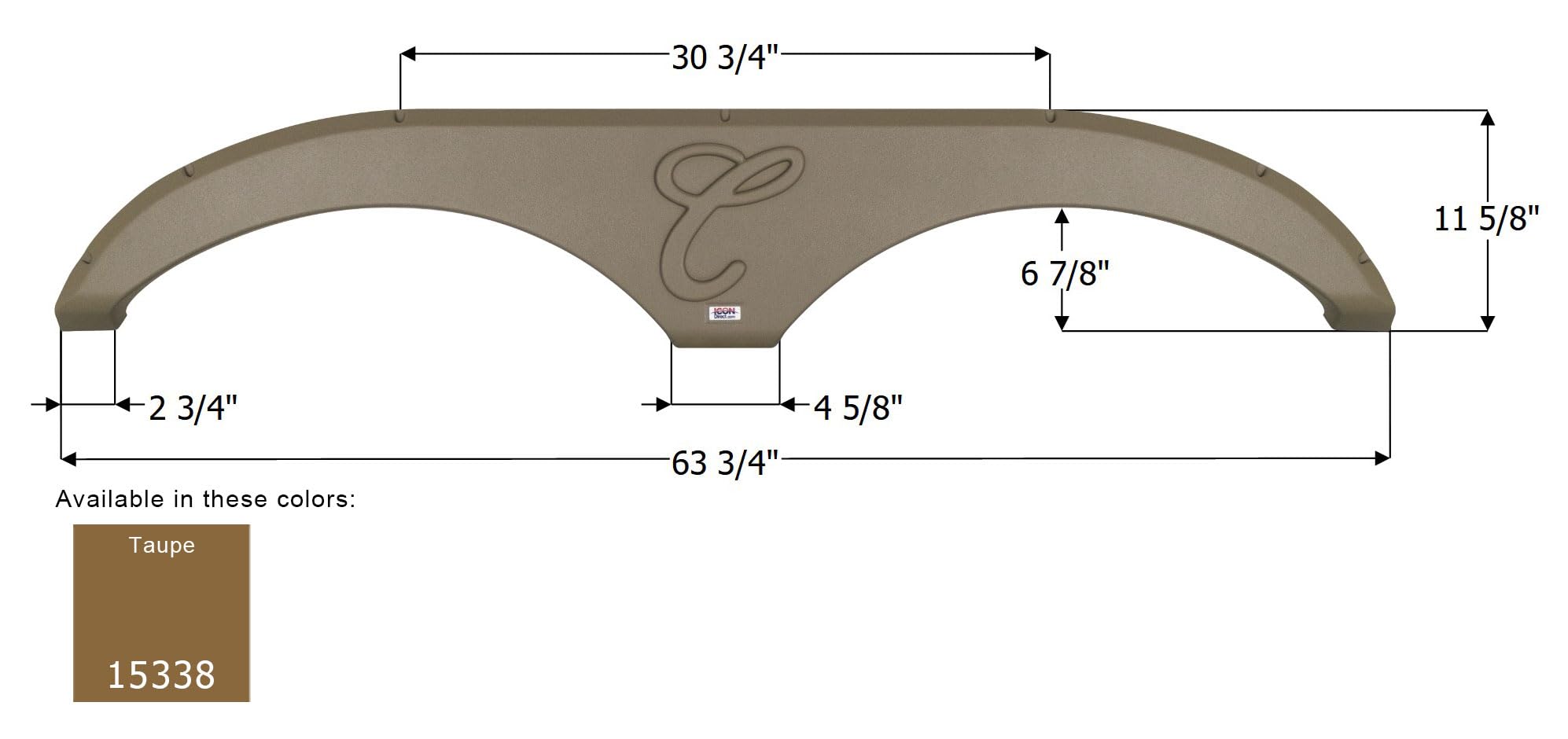 Tandem Axle Fender Skirt Icon 15338 for Forest River - Taupe