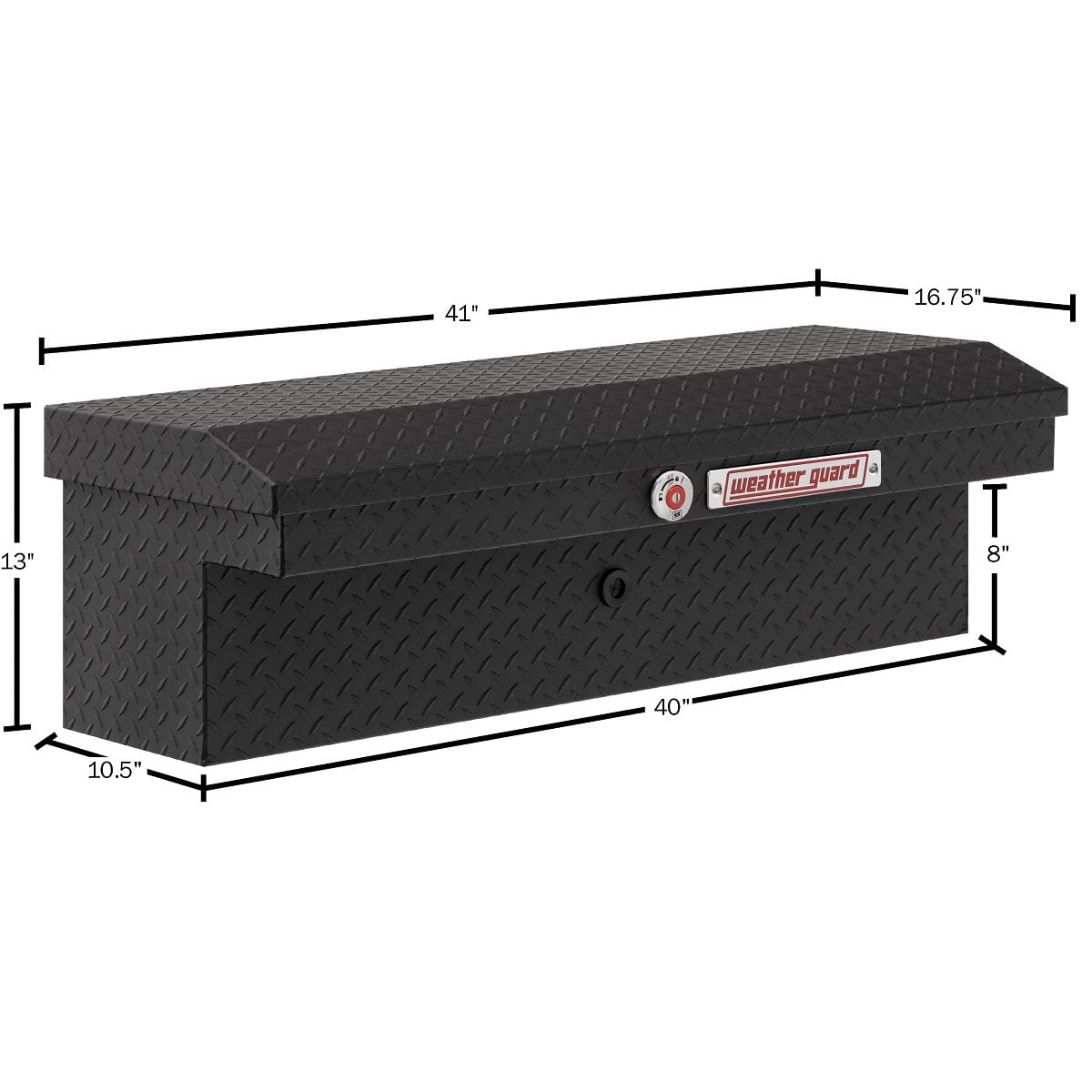 Weather Guard 41in Model 180-52-04 Low Profile Lo-Side Box, Aluminum, Textured Matte Black, 3.0 cu ft