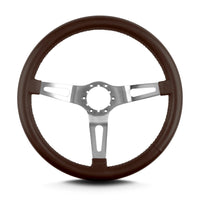 Teardrop Lecarra 65802 3 Spoke 14" Brushed Standard Grip Brown