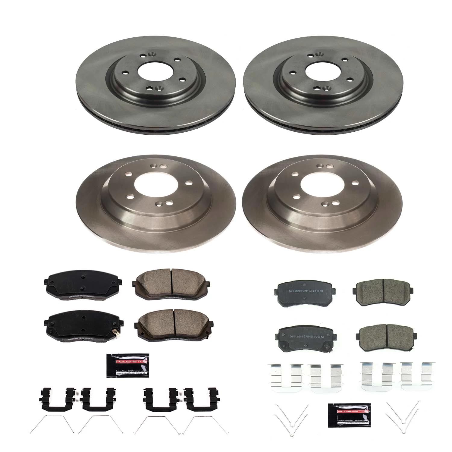Power Stop KOE8287 Front and Rear Brake Kit-OE Brake Rotors & Ceramic Brake Pads For Hyundai Kona 2018-2022 [Model Specific]
